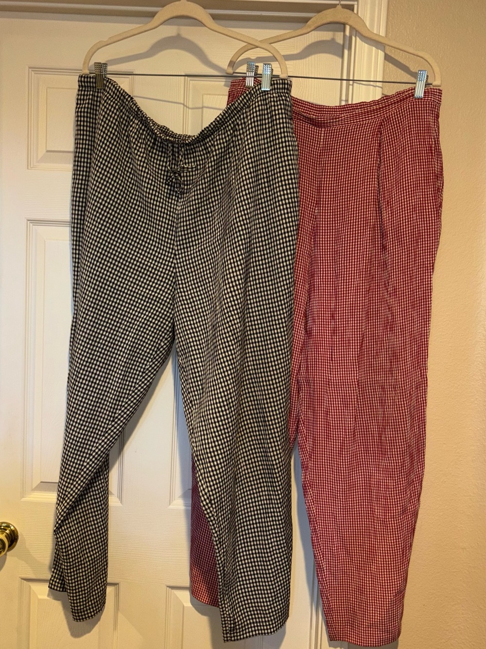 Gingham Elastic-Waist Women’s Pants - Black & Red Talbot & Norm Thompson 14 & 1x
